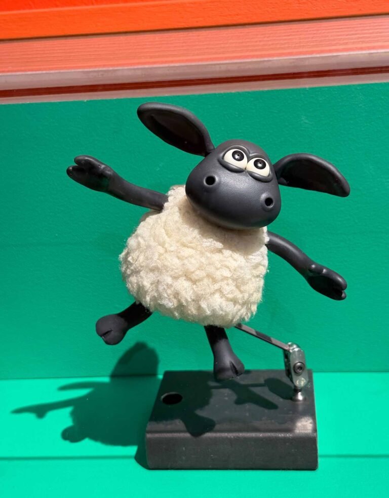 Shaun the Sheep animation model on display at London's Young V&A Inside Aardman exhibition, photographed by Barbara Rozgonyi.